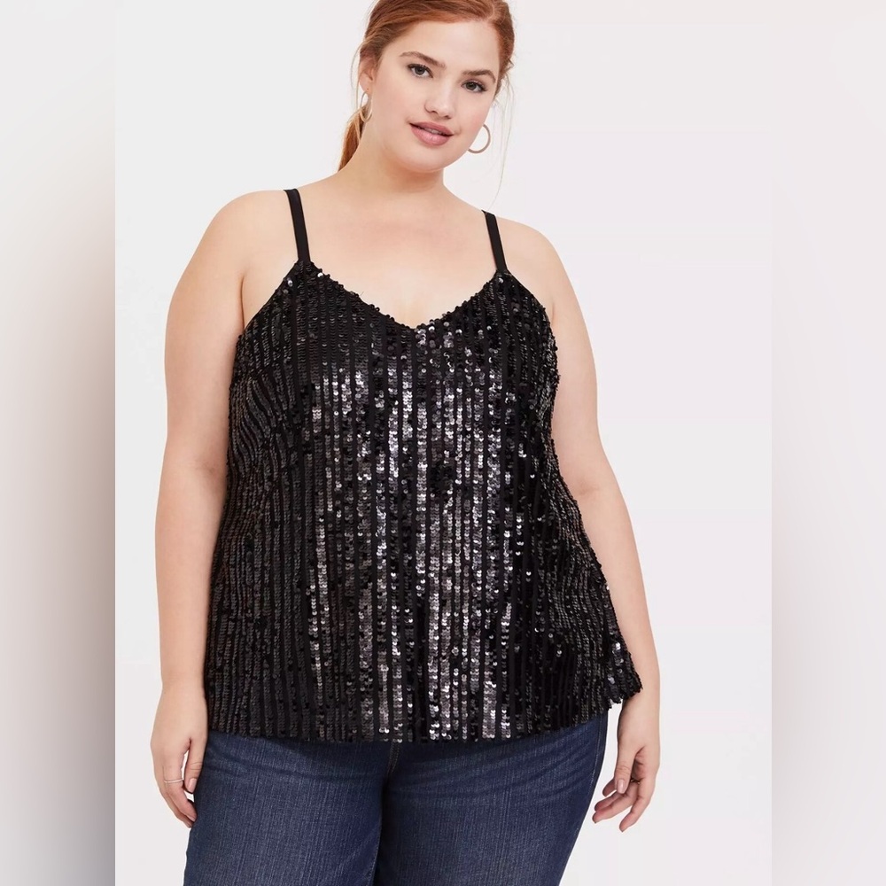 Torrid Whimsigoth Party Black Chic Sophie Sequin Swing Cami Top Plus Size 3X - Picture 13 of 13